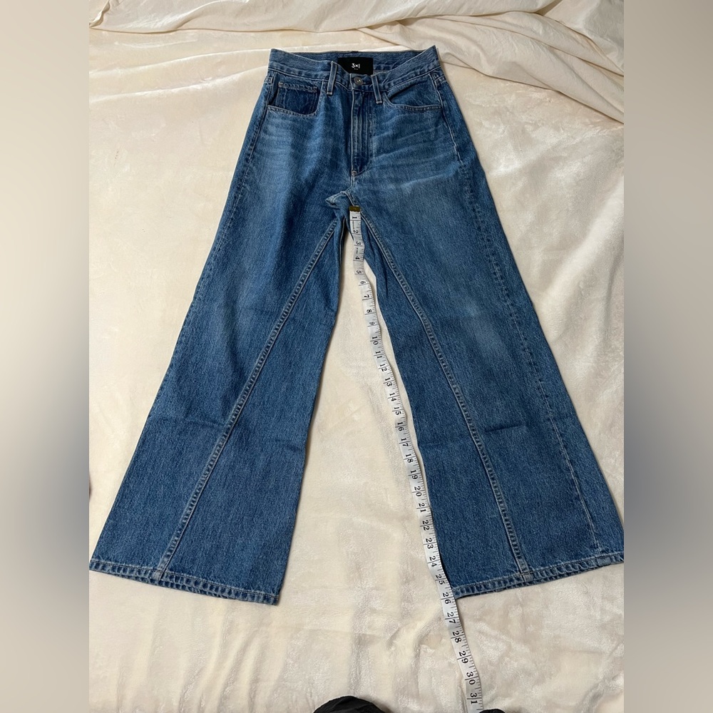 3x1 wide leg, cropped denim